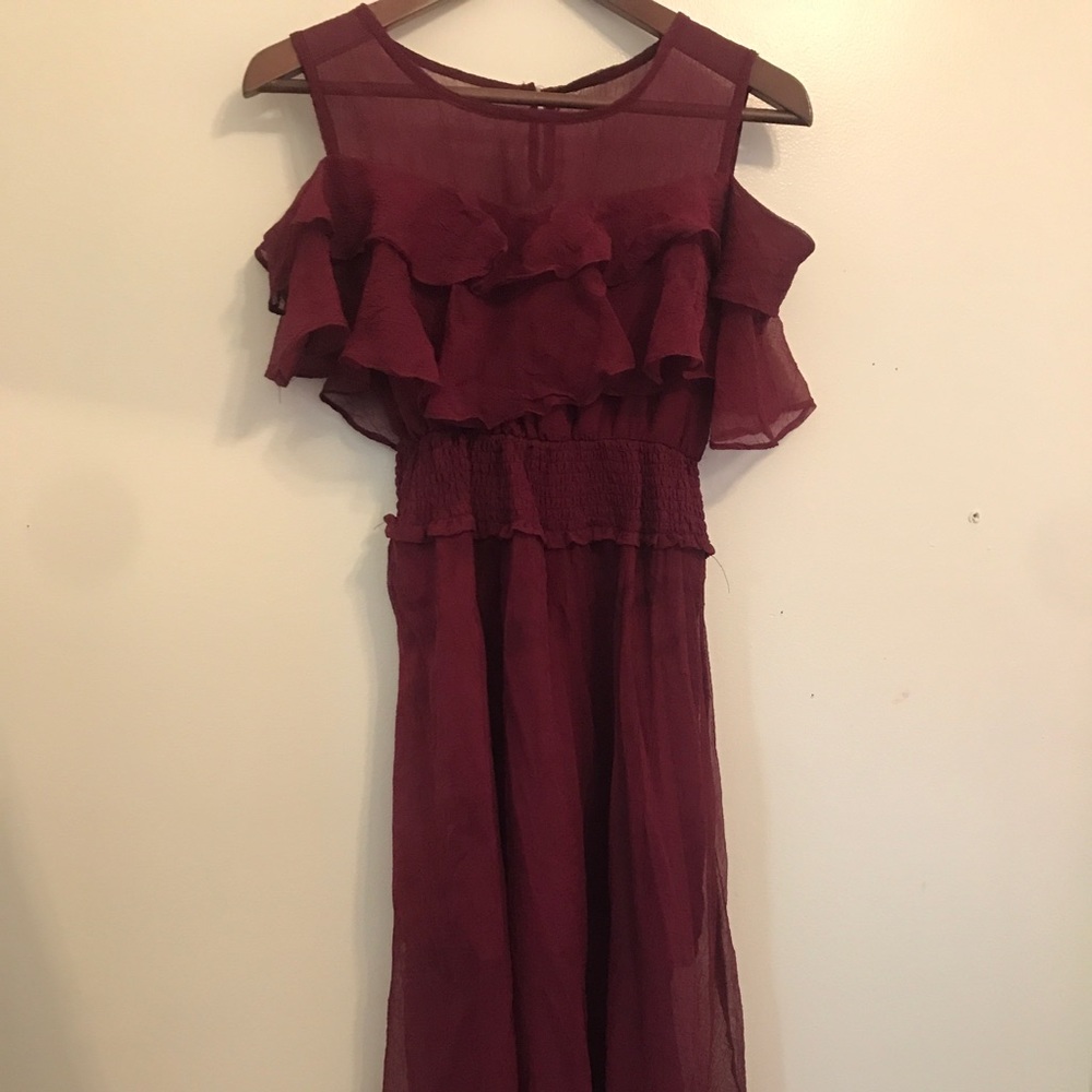 Off the shoulder wine dress